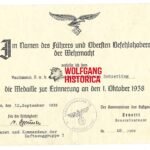 Sudetenland Medal Award document – Luftmuna Schierling