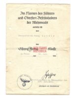 EK2 Award Doc – 297. Infanterie-Division (Division fought in the City of Stalingrad)