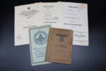 3x Award Docs, Soldbuch & Arbeitspass: Inf.Rgt.154 & Flak-Abt. 879