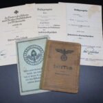 3x Award Docs, Soldbuch & Arbeitspass: Inf.Rgt.154 & Flak-Abt. 879