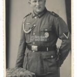 Studioportrait of a Panzerjäger Soldier wearing the Allgemeines-Sturmabzeichen