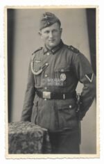 Studioportrait of a Panzerjäger Soldier wearing the Allgemeines-Sturmabzeichen