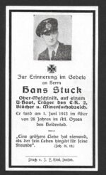 Deathcard of U-Boot Crewmember – U-Boot "U-418" (Sunk by a British Catalina aircraft)