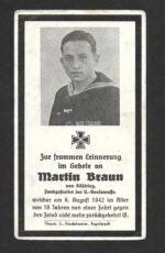 Deathcard of U-Boot Crewmember – U-Boot "U-578" (MIA August 1942, No Explanation)