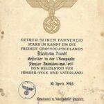 Heldentod Urkunde: Pionier-Bataillon 651