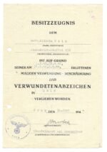 2x Award Docs: Verwundetenabzeichen in Schwarz & Gold (!) - Pionier-Bataillon 158 & Brücken-Staffel 936 - Image 2