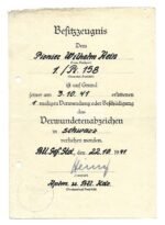 2x Award Docs: Verwundetenabzeichen in Schwarz & Gold (!) - Pionier-Bataillon 158 & Brücken-Staffel 936 - Image 3