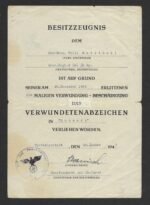 VWA Schwarz Award Doc: Grenadier-Regiment 8 (3. Panzergrenadier-Divsion) - WIA in Ardennes 1944! - Image 2