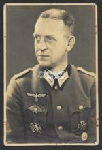 Portrait of Ludwig Schroeder wearing Deutsches Kreuz in Gold & Blutorden (!) (Signed!)