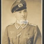 Portrait of Wehrmacht Oberfeldwebel wearing Deutsches Kreuz in Gold