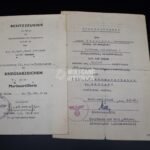 Award Document set of Festung Lorient - Marineflakbrigade & Wehrmacht-Regiment Lorient 3 - Wounded March 1945 (!)