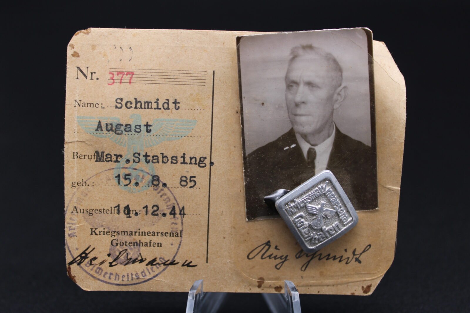 IMG_8446 Marine-Stabsingenieur I.D. for Kriegsmarinearsenal Gotenhafen - Image 1