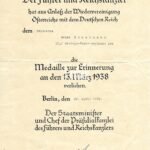 Medaille zur Erinnerung an den 13. März 1938 Award Doc - Gebirgsjäger-Regiment 100