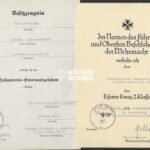 2x Award Docs (EK2 & Infanterie-Sturmabzeichen Bronze (!)) – Kradschützen-Bataillon 36
