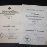 2x Award Docs: Marineartillerie in Norway (EK2 & Marineartillerie-Abzeichen)
