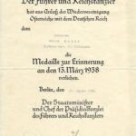 Medaille zur Erinnerung an den 13. März 1938 Award Doc - Flak-Regiment 28