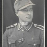 Studioportrait Wehrmacht Soldier wearing Feldmütze Awards (IAB, VWA)