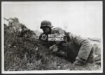 German Press Photograph of Waffen-SS Soldiers seeking cover