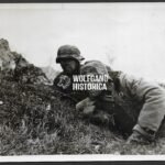 German Press Photograph of Waffen-SS Soldiers seeking cover