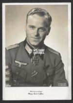 Postcard of Major Erich Löffler - 4x Panzervernichtungsabzeichen!