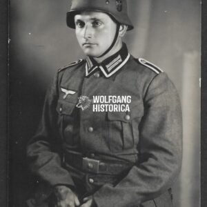 Studioportrait Wehrmacht Soldier wearing helmet (with decal)