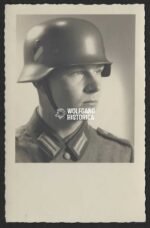 Studioportrait Wehrmacht Soldier wearing helmet (with decal)