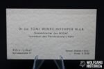 Business Card of SS-Standartenführer Toni Winkelnkemper (Gauamtsleiter, Reichssenders Köln)