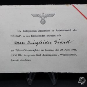 Original NSDAP Niederlanden Invitation Card for NSB Kringleider