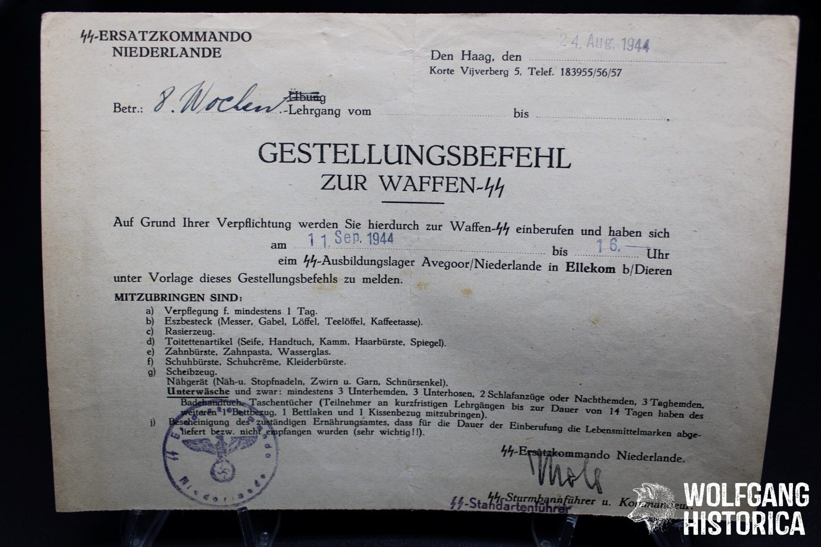 IMG_0659 Ersatzkommando Niederlande - Gestellungsbefehl zur Waffen-SS! - Image 1