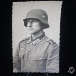 Studioportrait Wehrmacht Soldier wearing helmet (with decal)
