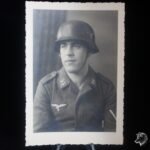 Studioportrait Luftwaffe Soldier wearing helmet (with decal)