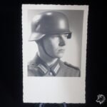 Studioportrait Wehrmacht Soldier wearing helmet (with decal)