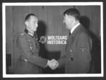 German Press Photo: Oakleaves Holder Walter Krüger with Adolf Hitler