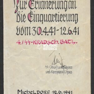 "Zur Erinnerung an die Einquartierung" - SS-Kradschützen-Bataillon