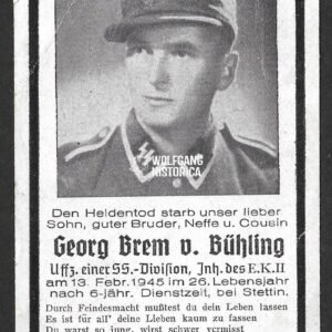Death Card: Waffen-SS Soldier Stettin - February 1945