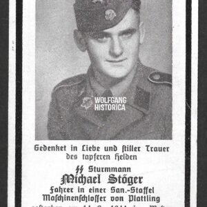 Death Card: Waffen-SS Soldier Western Front - September 1944