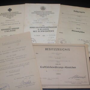 5x Award Document Grouping — 9. & 2. Panzer-Division) — Eastern Front & Normandy (!)