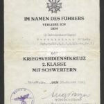 KVK2X Award Doc - 20. Waffen-Grenadier-Division der SS (Signed by Augsberger!)