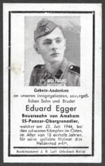 Death Card: Waffen-SS Soldier Eastern Front – July 1944