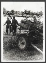 German Press Photo – Nebelwerfer Battery in Action, Normandy 1944