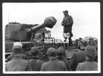 Press Photo – RKT Franz Kretschmer Explaining the “Elefant” Tank Destroyer, 1944