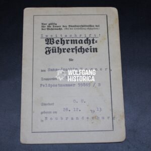 Rare Wehrmacht-Führerschein – Issued to Ritterkreuzträger Hans-Joachim Wagner