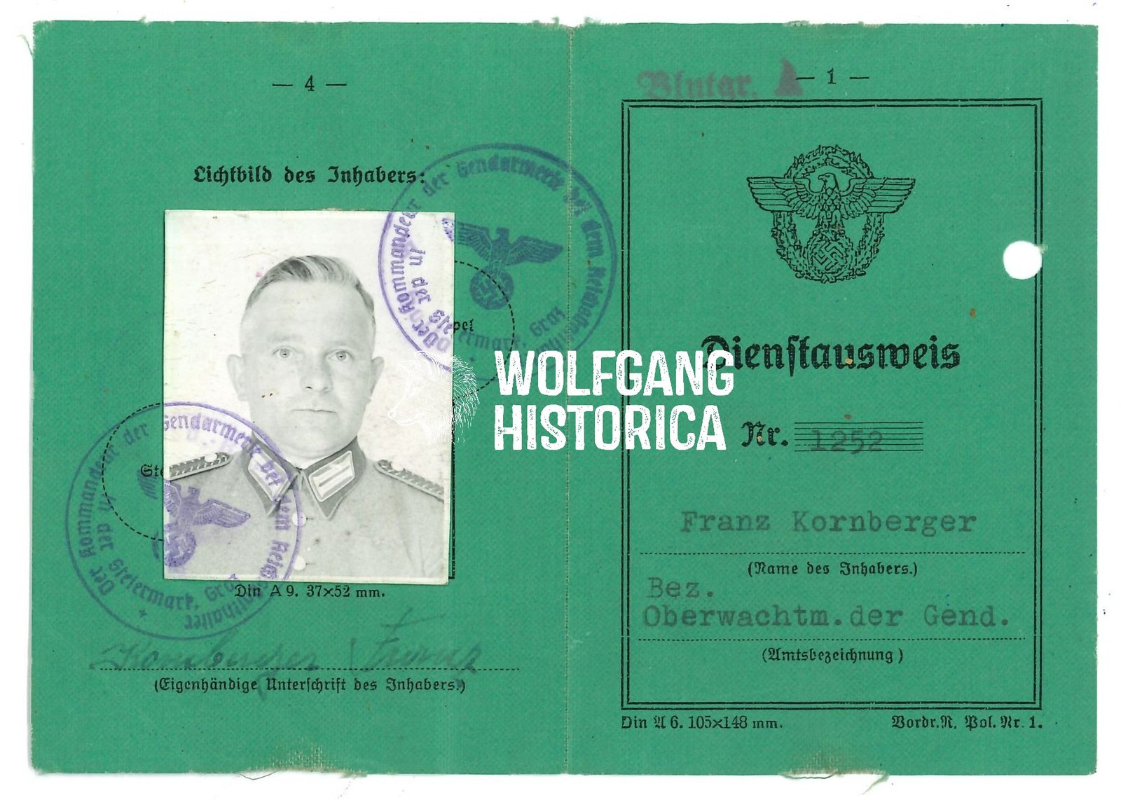 KORNBERGER Franz Dienstausweis 1252 S.1