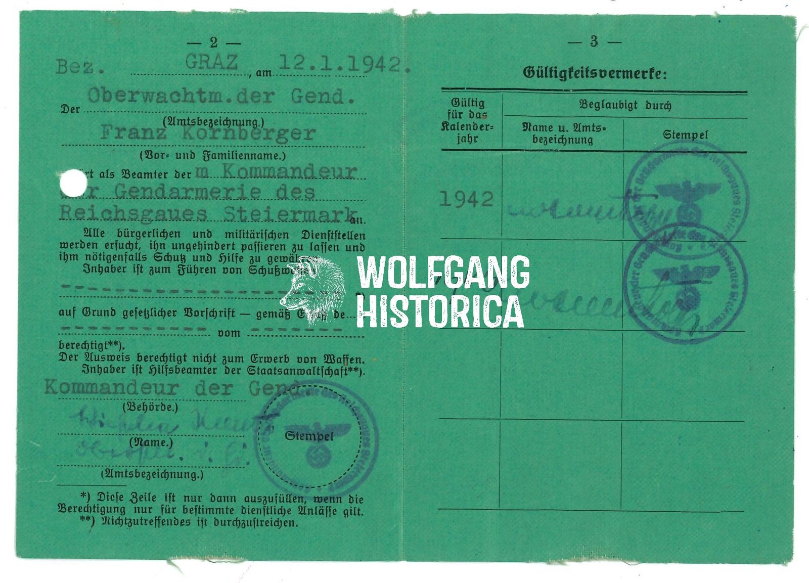 KORNBERGER Franz Dienstausweis 1252 S.2