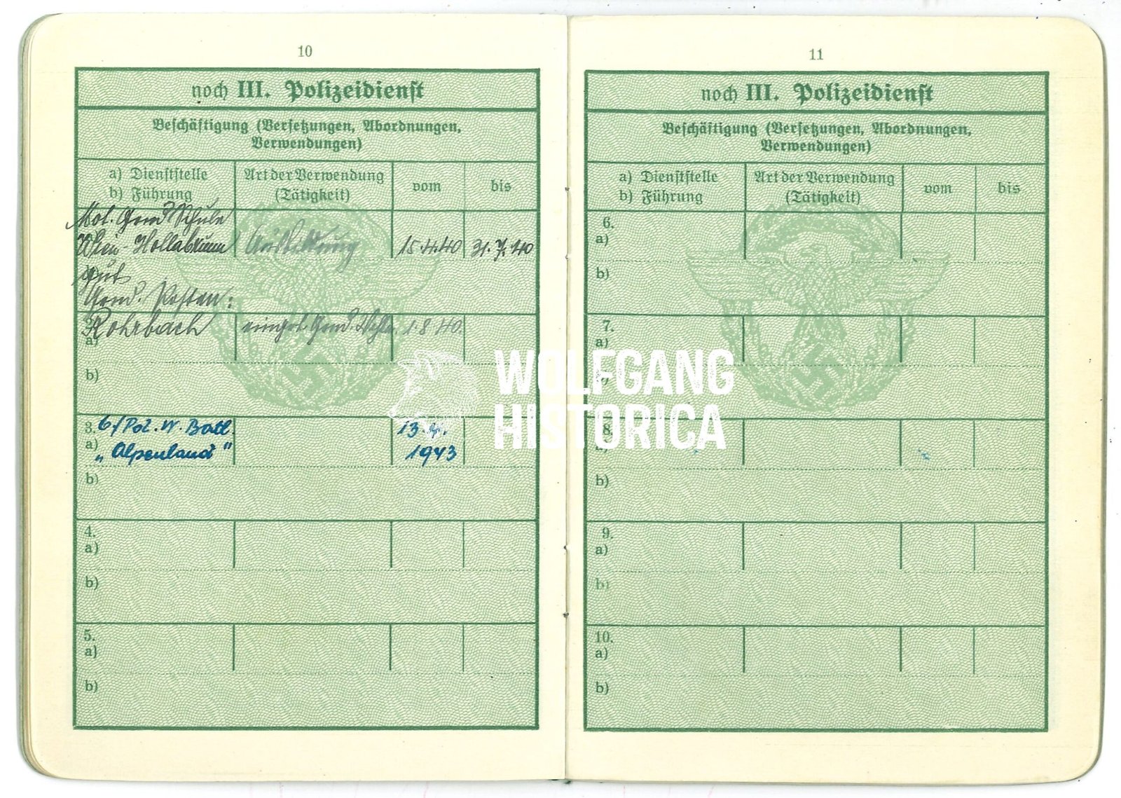 KORNBERGER Franz Polizei-Dienstpass S.10 u 11