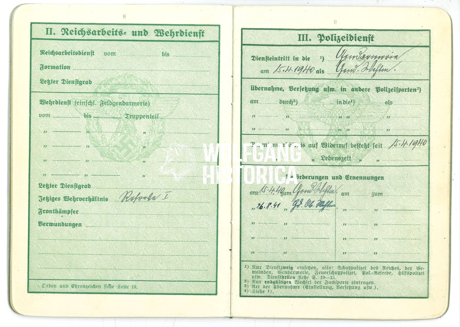 KORNBERGER Franz Polizei-Dienstpass S.8 u 9