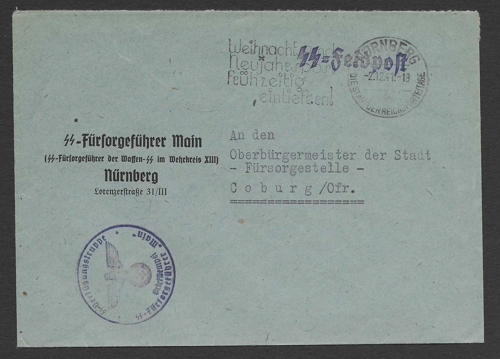 2026-02-20_191405 Feldpost cover of the SS-Fürsorgeführer Main - Image 1