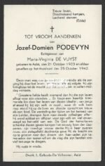 Flemish Collaboration Death Card - Commander of the "Fabriekwacht" Murdered - Jozef Podevyn - Image 2