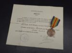 Set of Medal & Award Doc: Belgian Victory Medal 1914–1918 (2e Regiment Grenadiers - Antwerp, Ypres, Passendaele)