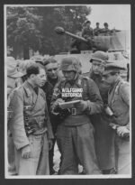 Press Photo: Panzergrenadiers & Panther in Normandy